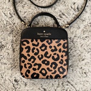 Kate Spade Daisy Crossgrain Vanity Graphic Leopard Brown  Leather Cross Body Bag